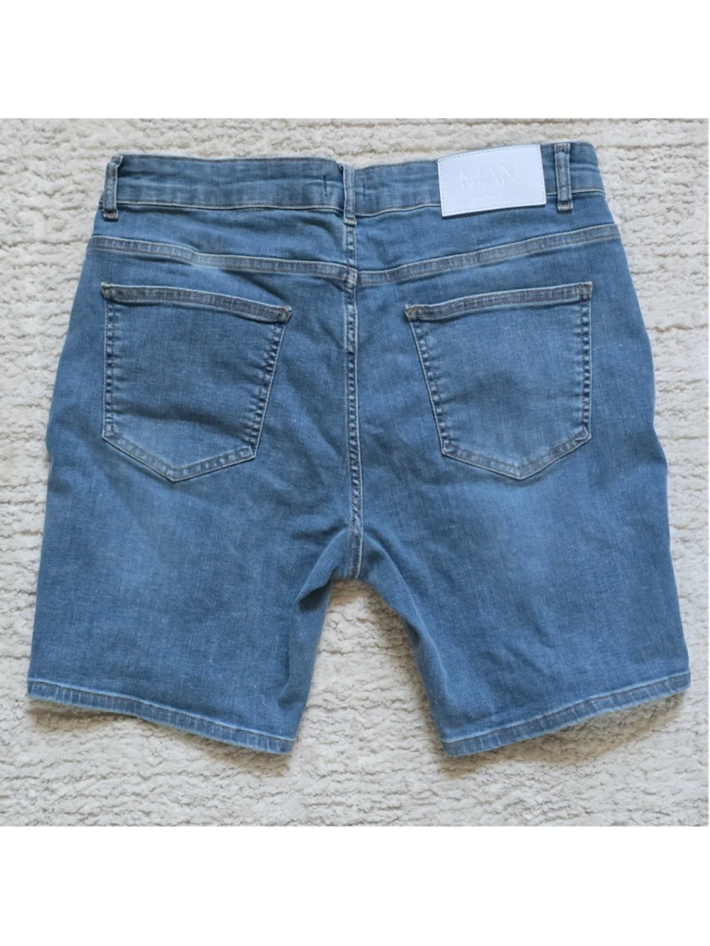 Men's boohooMAN Distressed Jean Shorts Blue Waist 34